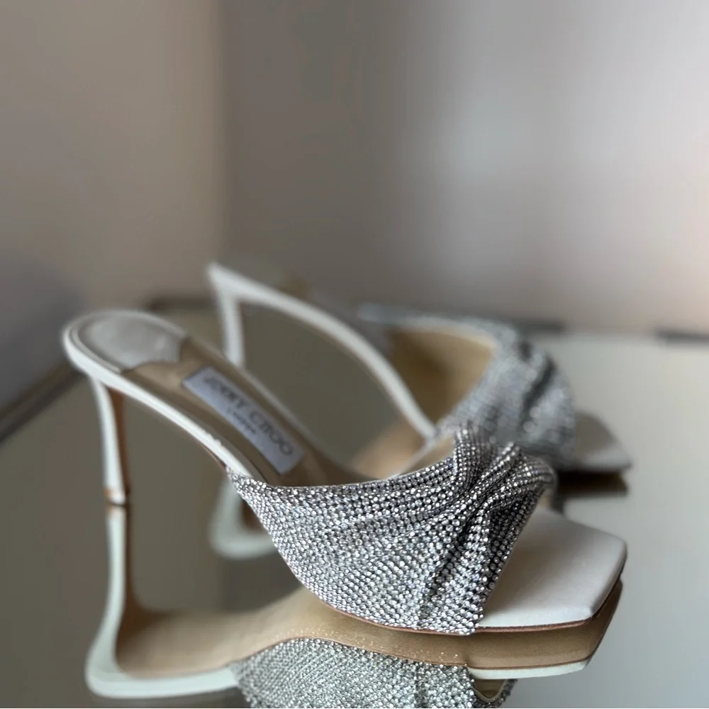 New Jimmy Choo Naria 75MM Crystal Embellished Mules $1,495 37 - Picture 7 of 14